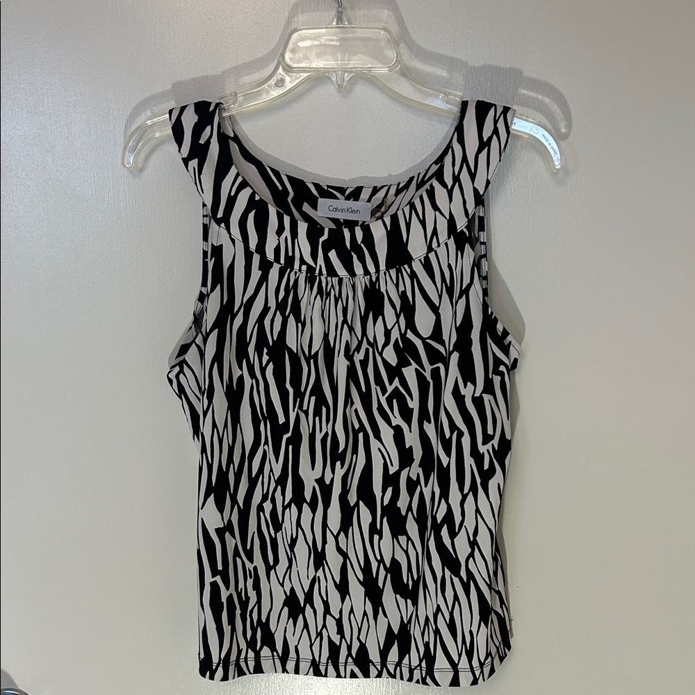 Calvin Klein Zebra Print Tank Top Blouse, size Medium